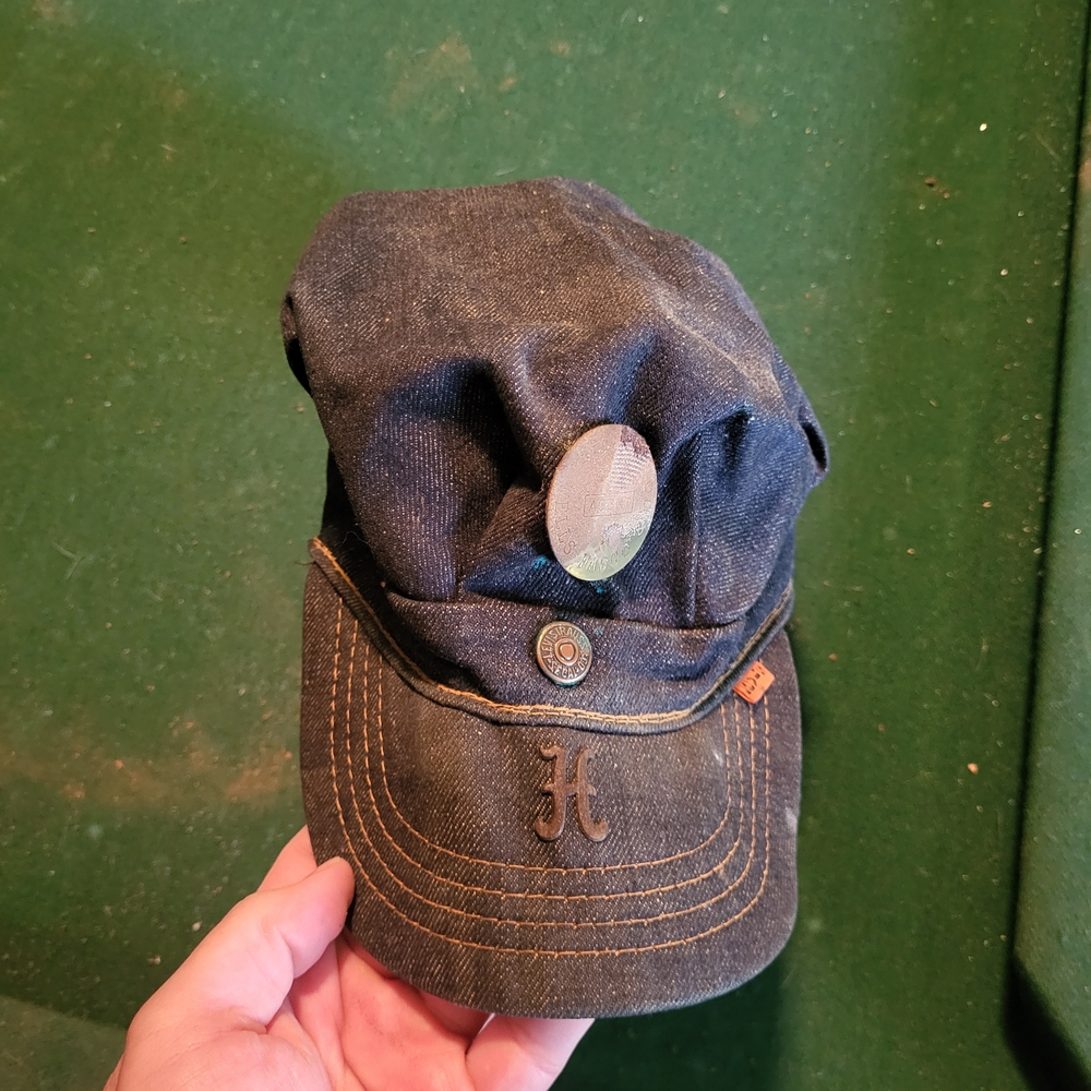 Denim Cap with Button Detail